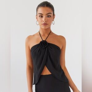 Peppermayo NWT Black Rose Halter Top